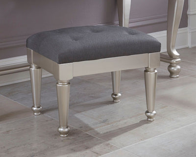 Coralayne - Silver - Upholstered Stool.