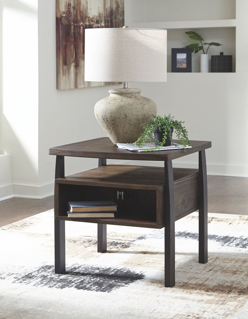 Vailbry - Dark Brown - Rectangular End Table.