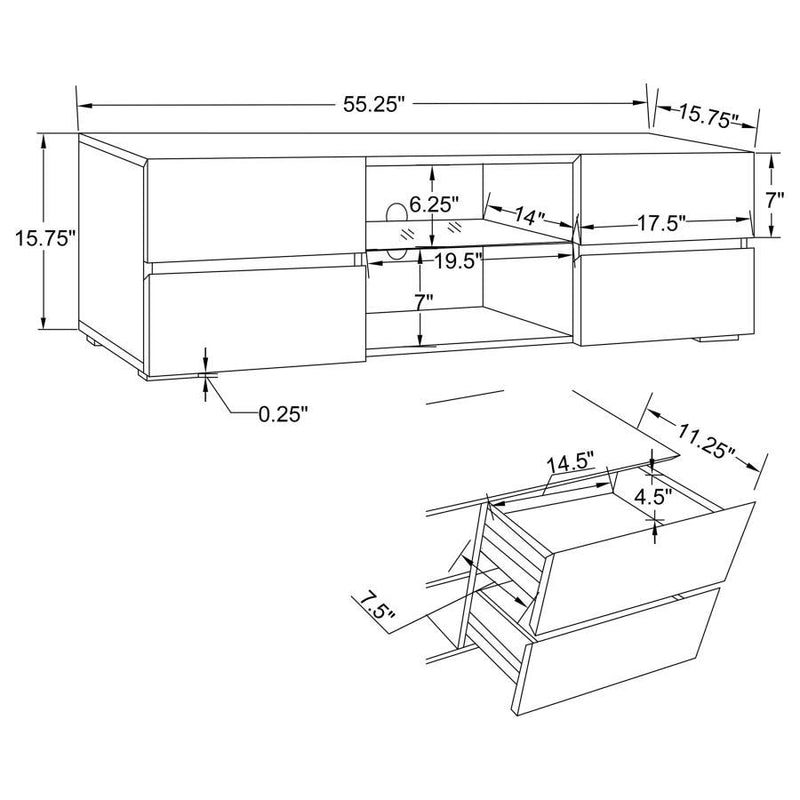 Galvin - 4-Drawer TV Console Glossy - White.