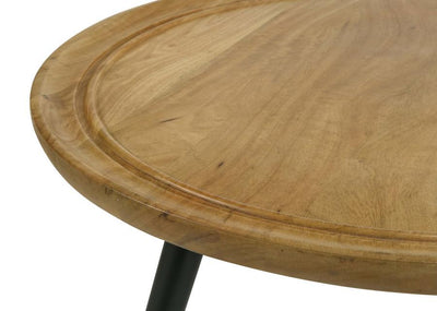 Zoe - Round Coffee Table With Trio Legs - Natural and Black.