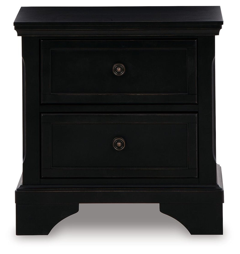 Chylanta - Black - Two Drawer Night Stand.