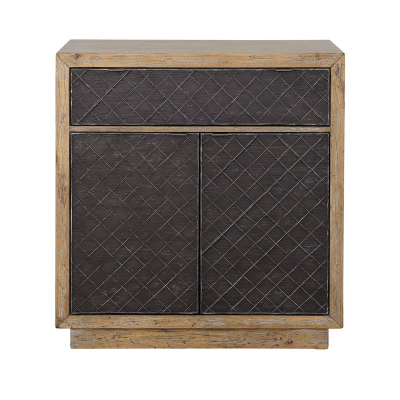 Tyler - One Drawer Two Door Cabinet - Natural & Black.