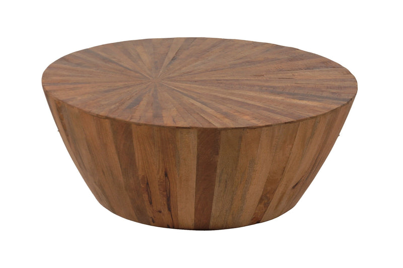 Del Sol - Solid Wood Table With Offset Sunburst Patterned Top.