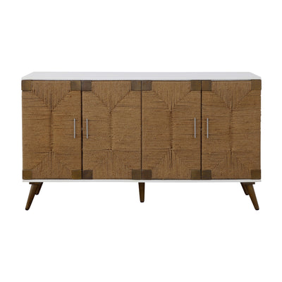 Egret - White & Jute Four Door Credenza.