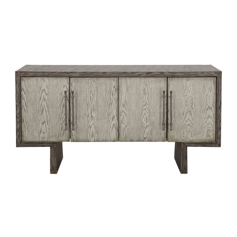 Inverness - Four Door Credenza - Blue-Grey & Cream