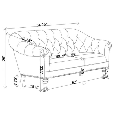 Billie - Tufted Back Settee With Roll Arm - Natural.