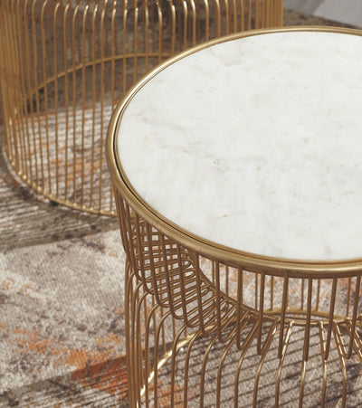 Vernway - White / Gold Finish - Accent Table Set (Set of 2).