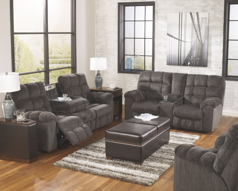 Acieona - Slate - Dbl Rec Loveseat W/Console - Grand Furniture GA