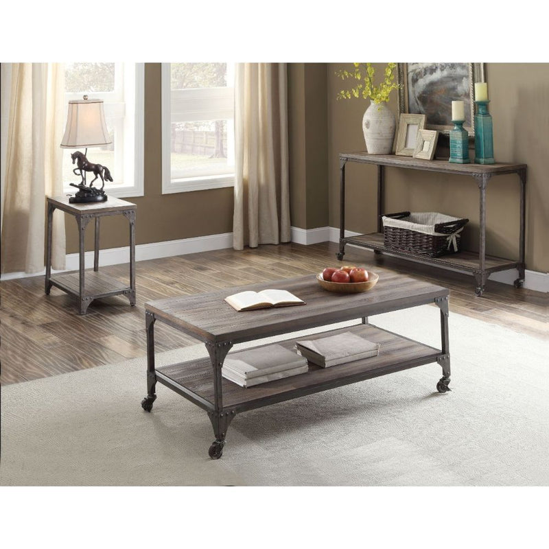 Gorden - Coffee Table - Weathered Oak & Antique Nickel - Grand Furniture GA