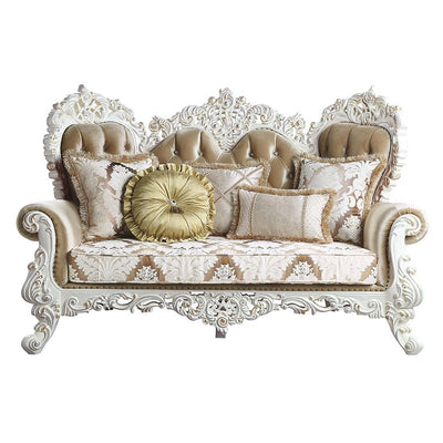 Vanaheim - Loveseat - Fabric & Antique White Finish - Grand Furniture GA