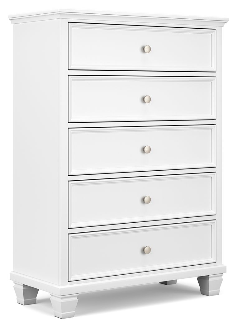 Fortman - White - Five Drawer Chest.