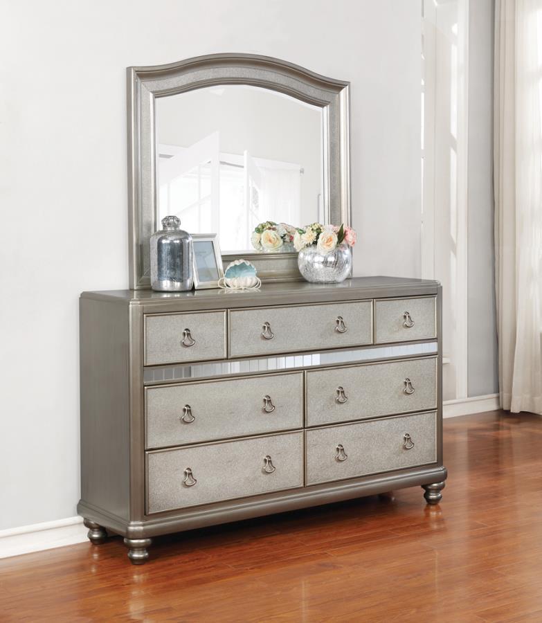 Bling Game - Arched Dresser Mirror - Metallic Platinum.