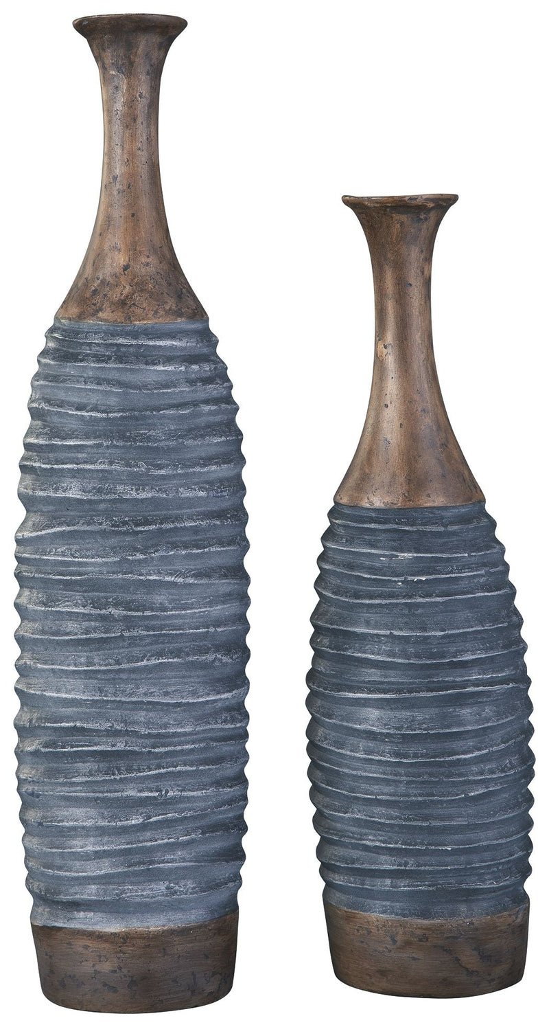 Blayze - Antique Gray / Brown - Vase Set (Set of 2).