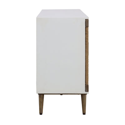 Egret - White & Jute Four Door Credenza.