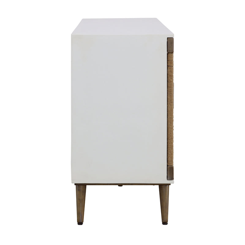 Egret - White & Jute Four Door Credenza.