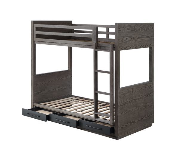 Estevon - Bunk Bed - Gray Oak Finish - Grand Furniture GA