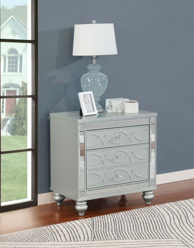 Gunnison - 2-Drawer Nightstand - Silver Metallic.