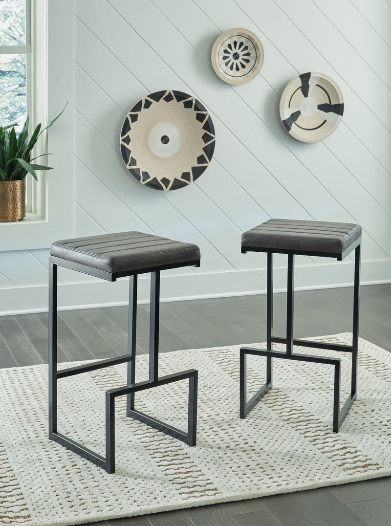 Strumford - Gray / Black - Tall Uph Barstool (Set of 2).