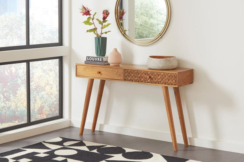 Lotus - 2-Drawer Console Table - Natural Brown