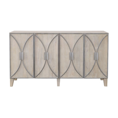 Starlight - Four Door Credenza - Whitewash & Silver.