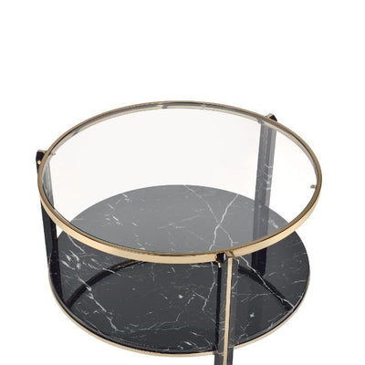 Thistle - Coffee Table - Clear Glass, Faux Black Marble & Champagne Finish - Grand Furniture GA