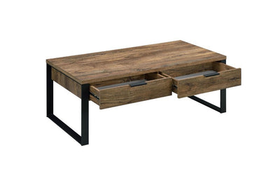 Aflo - Coffee Table - Weathered Oak & Black Finish - Grand Furniture GA