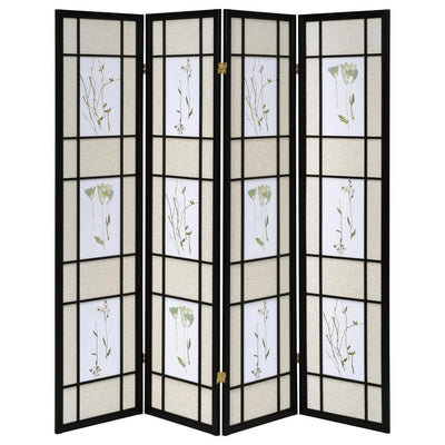 Catabella - 4-Panel Floral Print Folding Screen - Multi-Color.
