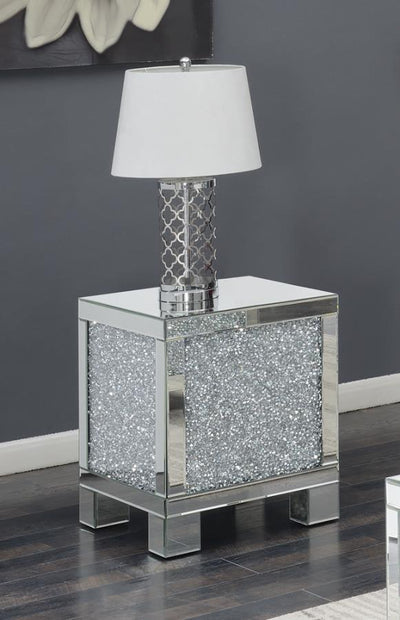 Gillian - Square End Table - Silver and Clear Mirror.