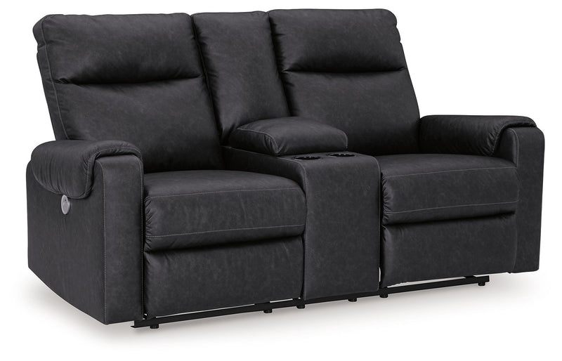 Axtellton - Carbon - Dbl Power Reclining Loveseat With Console