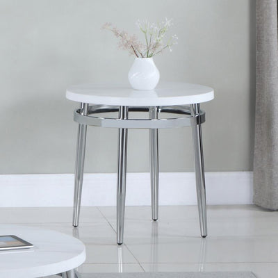 Avilla - Round End Table - White And Chrome - Grand Furniture GA