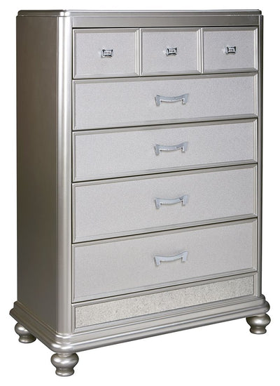 Coralayne - Silver - Five Drawer Chest.