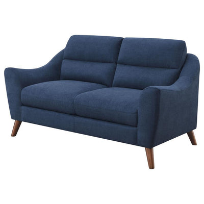 Gano - Sloped Arm Upholstered Loveseat - Navy Blue.