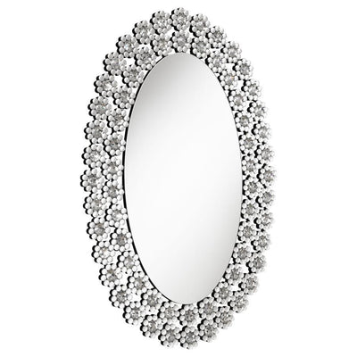 Colleen - Oval Wall Mirror With Faux Crystal Blossoms.