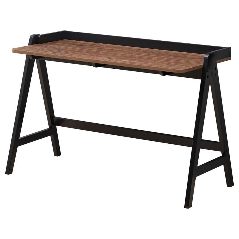 Raul - Writing Desk - Walnut and Black With USB Ports.