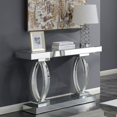 Amalia - Rectangular Sofa Table With Shelf - Clear Mirror - Grand Furniture GA