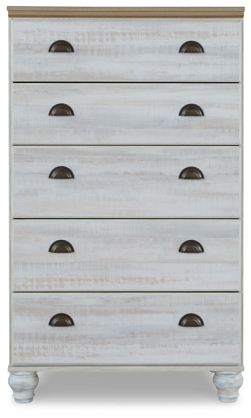 Haven Bay - Brown / Beige - Five Drawer Chest.