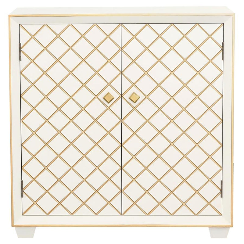 Belinda - 2-Door Accent Cabinet - White and Gold.