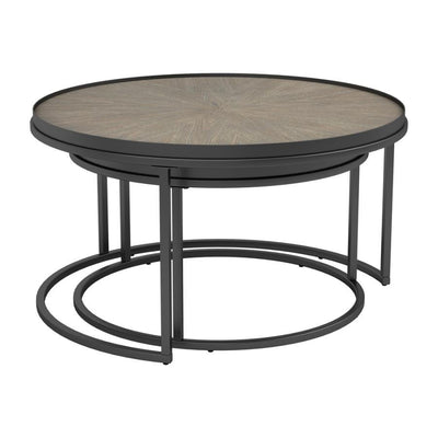 Rodrigo - 2 Piece Round Nesting Tables - Weathered Elm - Grand Furniture GA