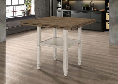 Sarasota - Counter Height Table With Shelf Storage - Nutmeg and Rustic Cream.