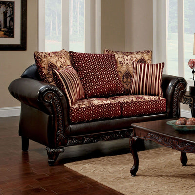 Ellis - Loveseat - Burgundy / Brown / Dark Cherry - Grand Furniture GA