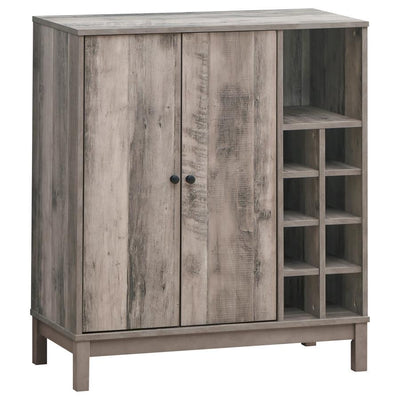 Cheyenne - 2-Door Wine Cabinet With Stemware Rack - Weathered Acacia.