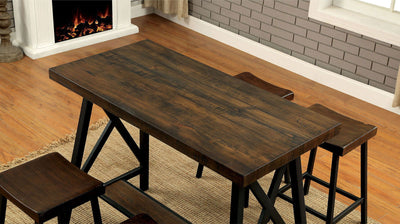 Lainey - Counter Height Table - Medium Weathered Oak / Black