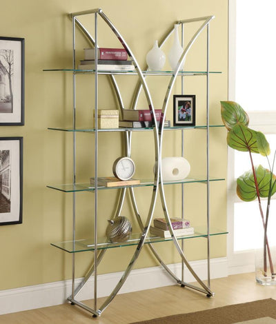 Larson - 4-Tier Bookcase - Chrome And Clear