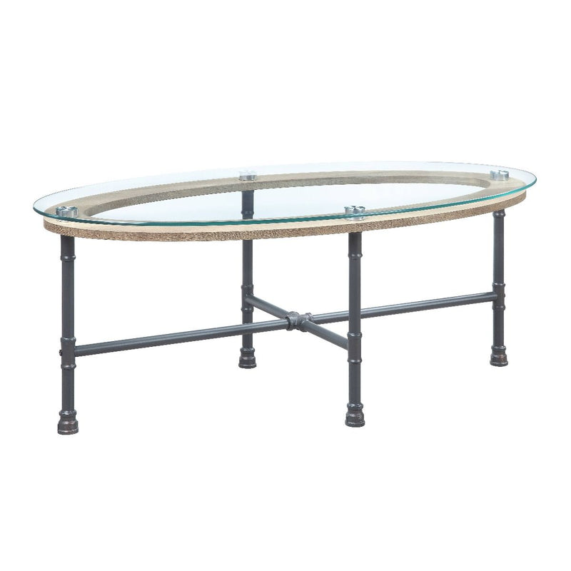 Brantley - Coffee Table - Clear Glass & Sandy Gray Finish - Grand Furniture GA