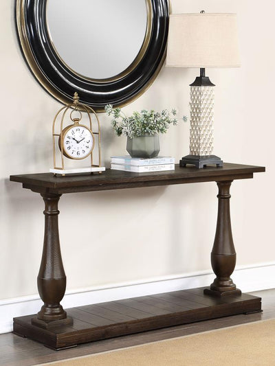 Walden - Rectangular Sofa Table With Turned Legs and Floor Shelf - Coffee.