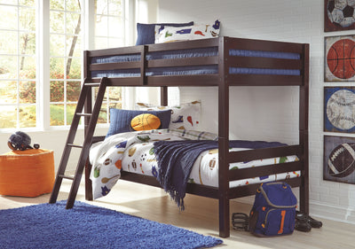 Halanton - Dark Brown - Twin/twin Bunk Bed W/Ladder.