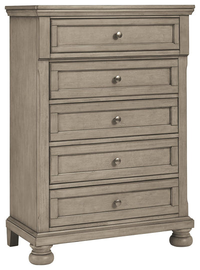 Lettner - Light Gray - Five Drawer Chest - Central Handle