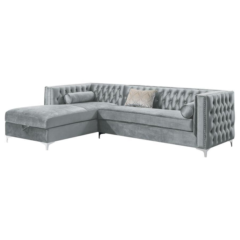 Bellaire - Button-Tufted Upholstered Sectional - Silver