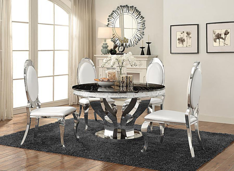 Anchorage - 5 Piece Round Dining Set - Chrome - Grand Furniture GA