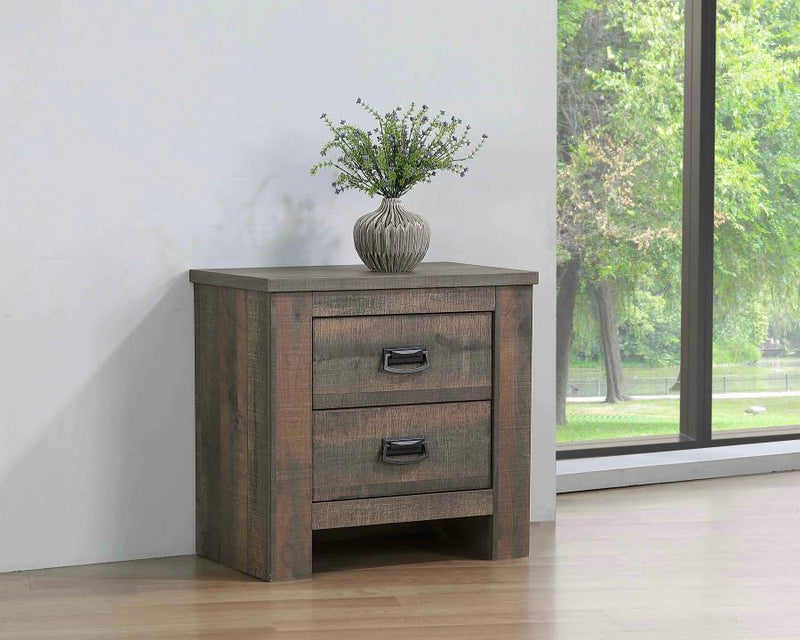 Frederick - 2-Drawer Nightstand - Weathered Oak.